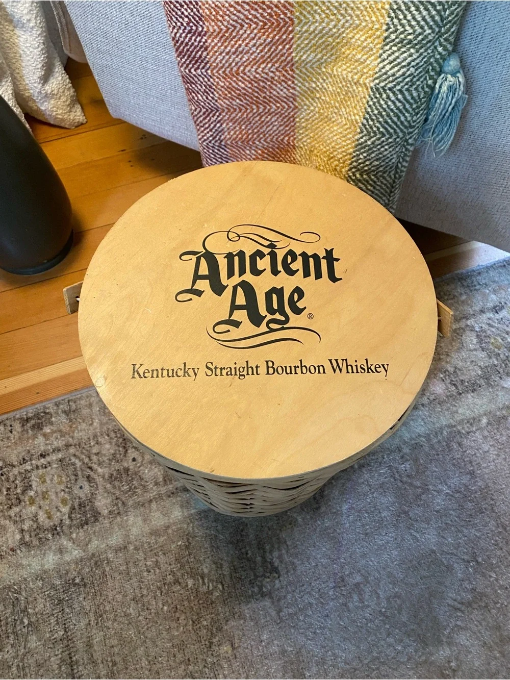 Ancient Age Kentucky Straight Bourbon Whiskey Woven Wooden Splint Basket Cooler